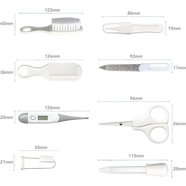 Kit de aseo para bebés, juego de cuidado de seguridad infantil con cepillo para el cabello, peine cortaúñas, aspirador nasal, kit esencial para bebés para niñas recién nacidas y niños - Image 23