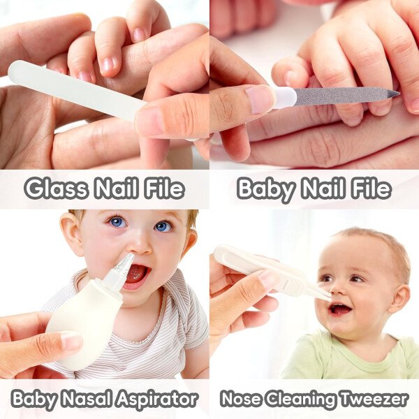 Kit de aseo para bebés, juego de cuidado de seguridad infantil con cepillo para el cabello, peine cortaúñas, aspirador nasal, kit esencial para bebés para niñas recién nacidas y niños - Image 26