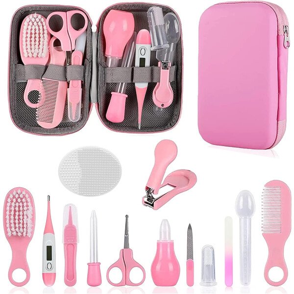 Kit de aseo para bebés, juego de cuidado de seguridad infantil con cepillo para el cabello, peine cortaúñas, aspirador nasal, kit esencial para bebés para niñas recién nacidas y niños - Image 27