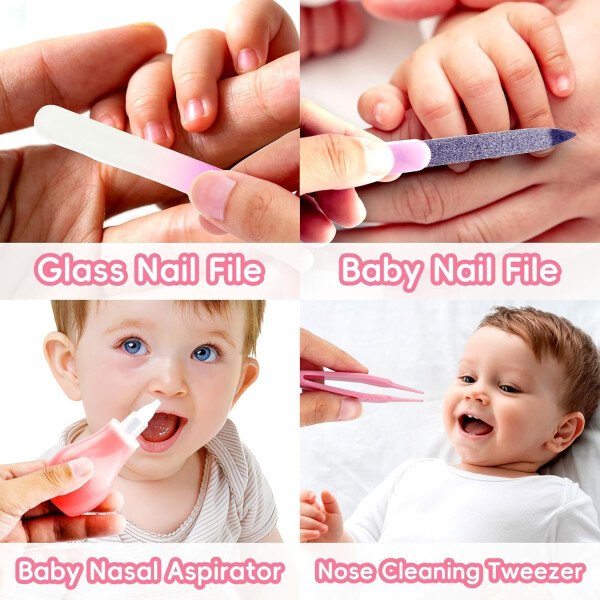 Kit de aseo para bebés, juego de cuidado de seguridad infantil con cepillo para el cabello, peine cortaúñas, aspirador nasal, kit esencial para bebés para niñas recién nacidas y niños - Image 31