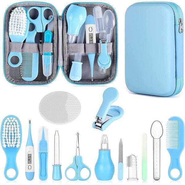 Kit de aseo para bebés, juego de cuidado de seguridad infantil con cepillo para el cabello, peine cortaúñas, aspirador nasal, kit esencial para bebés para niñas recién nacidas y niños - Image 33