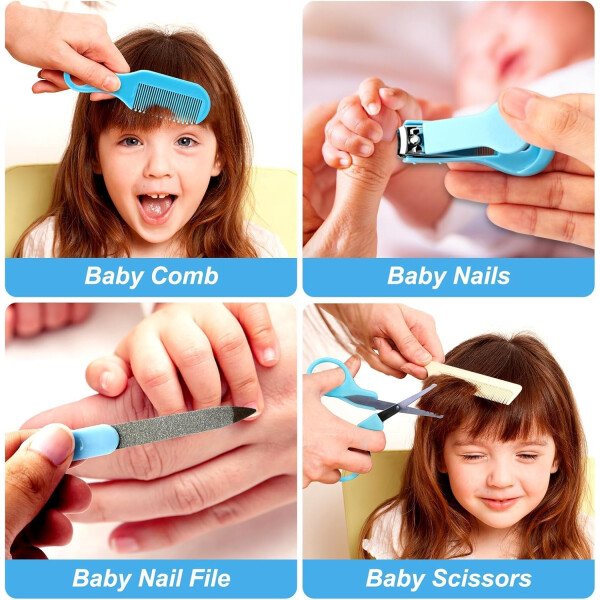 Kit de aseo para bebés, juego de cuidado de seguridad infantil con cepillo para el cabello, peine cortaúñas, aspirador nasal, kit esencial para bebés para niñas recién nacidas y niños - Image 35