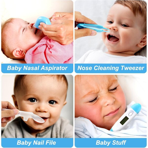 Kit de aseo para bebés, juego de cuidado de seguridad infantil con cepillo para el cabello, peine cortaúñas, aspirador nasal, kit esencial para bebés para niñas recién nacidas y niños - Image 36