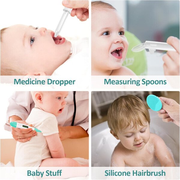 Kit de aseo para bebés, juego de cuidado de seguridad infantil con cepillo para el cabello, peine cortaúñas, aspirador nasal, kit esencial para bebés para niñas recién nacidas y niños - Image 43