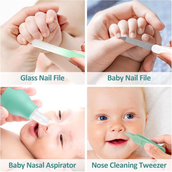 Kit de aseo para bebés, juego de cuidado de seguridad infantil con cepillo para el cabello, peine cortaúñas, aspirador nasal, kit esencial para bebés para niñas recién nacidas y niños - Image 44