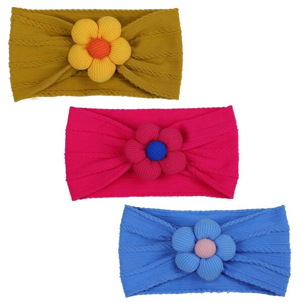 3 diademas de flores para bebé, diadema de nailon suave, accesorios para el cabello para recién nacidos, niños pequeños (beige, rosa y caqui) - Image 7