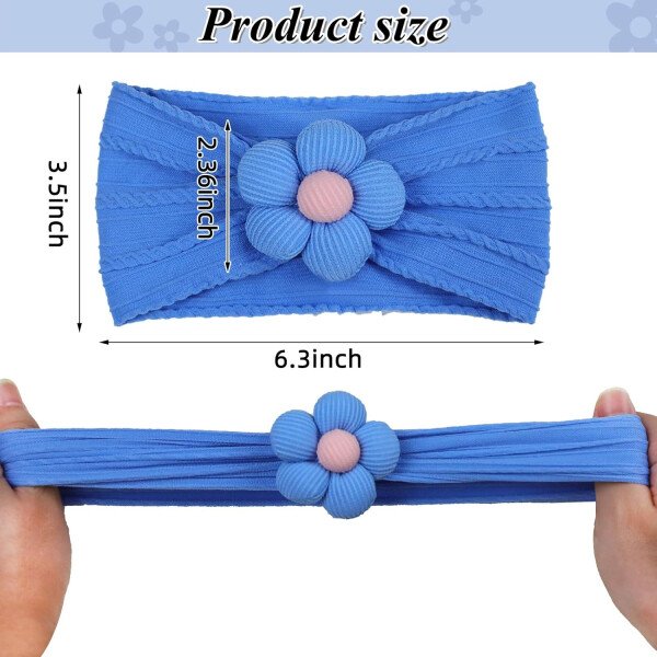 3 diademas de flores para bebé, diadema de nailon suave, accesorios para el cabello para recién nacidos, niños pequeños (beige, rosa y caqui) - Image 10