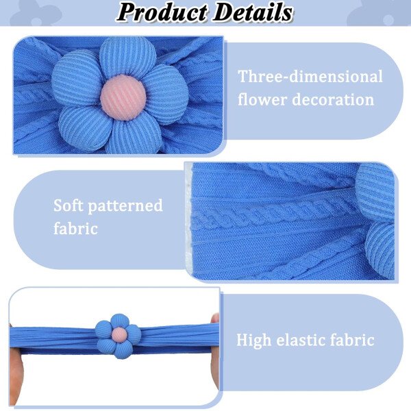 3 diademas de flores para bebé, diadema de nailon suave, accesorios para el cabello para recién nacidos, niños pequeños (beige, rosa y caqui) - Image 11