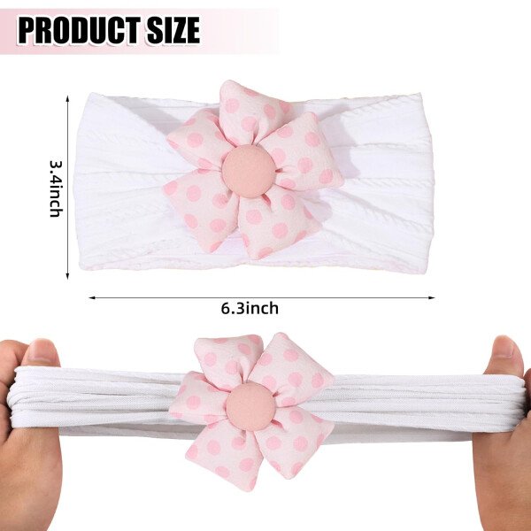 3 diademas de flores para bebé, diadema de nailon suave, accesorios para el cabello para recién nacidos, niños pequeños (beige, rosa y caqui) - Image 17