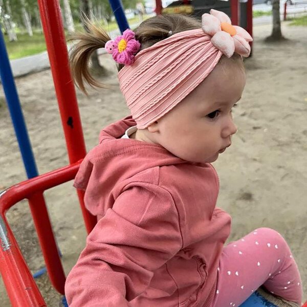3 diademas de flores para bebé, diadema de nailon suave, accesorios para el cabello para recién nacidos, niños pequeños (beige, rosa y caqui) - Image 19