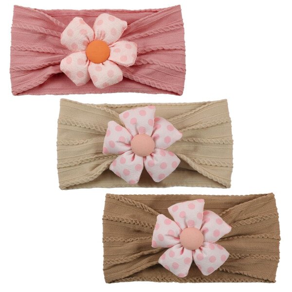 3 diademas de flores para bebé, diadema de nailon suave, accesorios para el cabello para recién nacidos, niños pequeños (beige, rosa y caqui) - Image 24