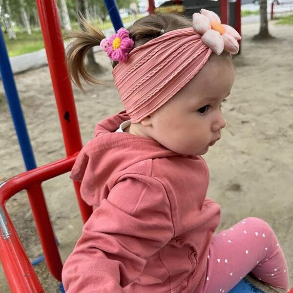 3 diademas de flores para bebé, diadema de nailon suave, accesorios para el cabello para recién nacidos, niños pequeños (beige, rosa y caqui) - Image 26