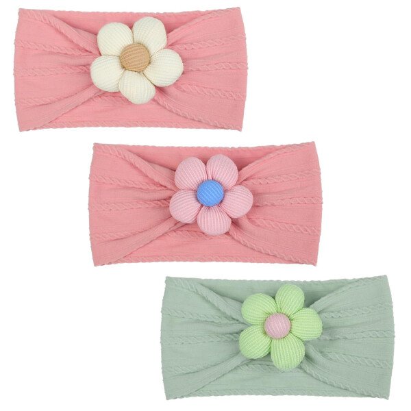 3 diademas de flores para bebé, diadema de nailon suave, accesorios para el cabello para recién nacidos, niños pequeños (beige, rosa y caqui) - Image 30