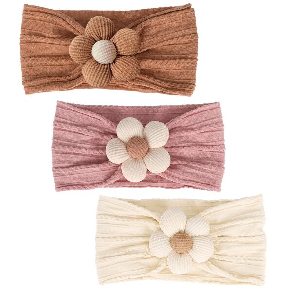 3 diademas de flores para bebé, diadema de nailon suave, accesorios para el cabello para recién nacidos, niños pequeños (beige, rosa y caqui) - Image 36