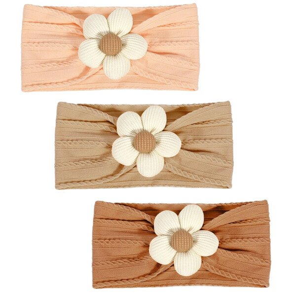 3 diademas de flores para bebé, diadema de nailon suave, accesorios para el cabello para recién nacidos, niños pequeños (beige, rosa y caqui) - Image 37