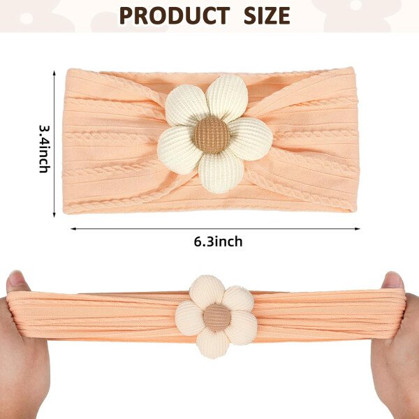 3 diademas de flores para bebé, diadema de nailon suave, accesorios para el cabello para recién nacidos, niños pequeños (beige, rosa y caqui) - Image 38