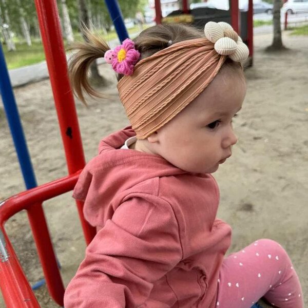 3 diademas de flores para bebé, diadema de nailon suave, accesorios para el cabello para recién nacidos, niños pequeños (beige, rosa y caqui) - Image 40