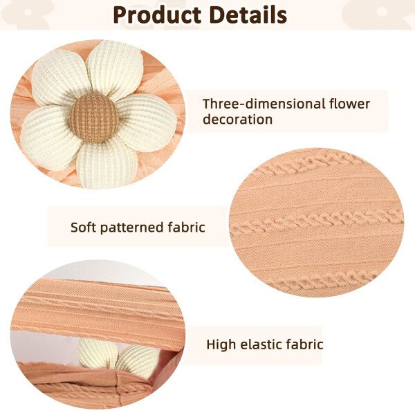 3 diademas de flores para bebé, diadema de nailon suave, accesorios para el cabello para recién nacidos, niños pequeños (beige, rosa y caqui) - Image 42