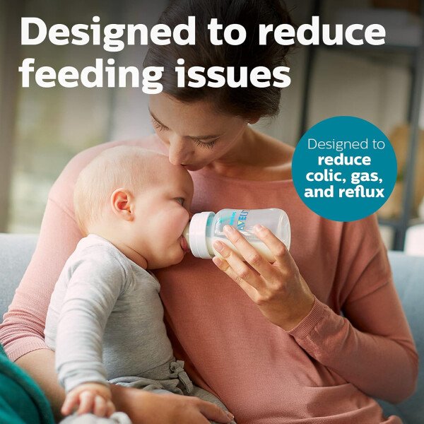Philips AVENT - Biberón anticólicos con ventilación AirFree, 266 mililitros, transparente, SCY703/04, 4 unidades - Image 3