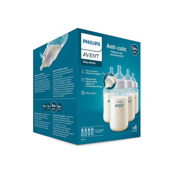 Philips AVENT - Biberón anticólicos con ventilación AirFree, 266 mililitros, transparente, SCY703/04, 4 unidades - Image 17
