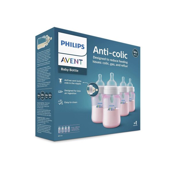 Philips AVENT - Biberón anticólicos con ventilación AirFree, 266 mililitros, transparente, SCY703/04, 4 unidades - Image 24