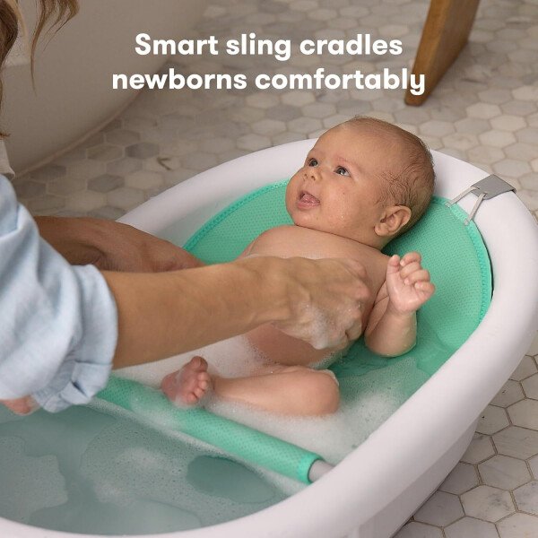 Frida Baby Bañera de bebé 4 en 1 Grow-with-Me, bañera para recién nacidos a niños pequeños con asiento de baño extraíble y respaldo para soporte de baño en la bañera - Imagen 3