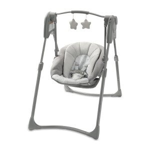 Graco Slim Spaces - Columpio compacto para bebé, Reign