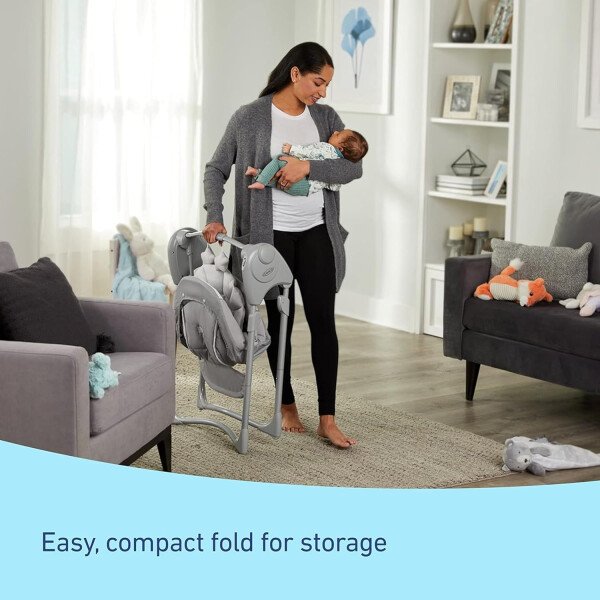 Graco Slim Spaces - Columpio compacto para bebé, Reign - Imagen 3