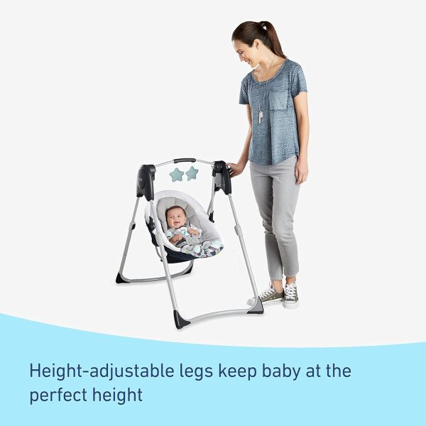 Graco Slim Spaces - Columpio compacto para bebé, Reign - Imagen 6