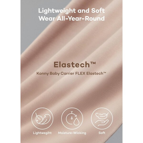 Konny Portabebés Flex SoftBreeze con soporte para la cabeza, ajustable, fácil de llevar, perfecto para bebés recién nacidos, esenciales de hasta 44 libras (XS-XL) - Beige - Image 3