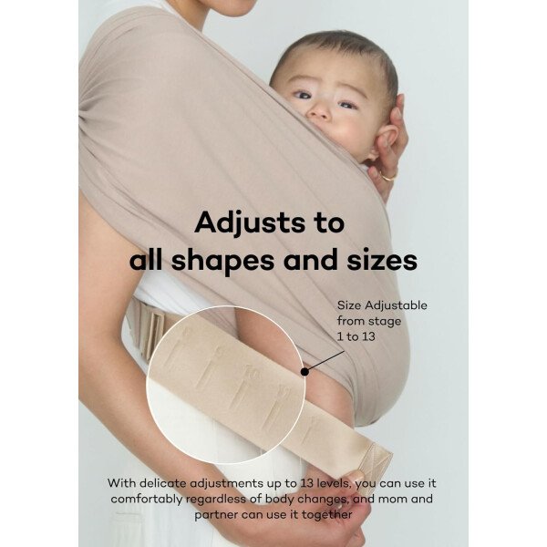 Konny Portabebés Flex SoftBreeze con soporte para la cabeza, ajustable, fácil de llevar, perfecto para bebés recién nacidos, esenciales de hasta 44 libras (XS-XL) - Beige - Image 6