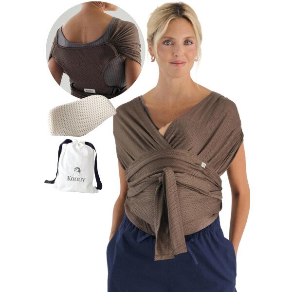 Konny Portabebés Flex SoftBreeze con soporte para la cabeza, ajustable, fácil de llevar, perfecto para bebés recién nacidos, esenciales de hasta 44 libras (XS-XL) - Beige - Image 21