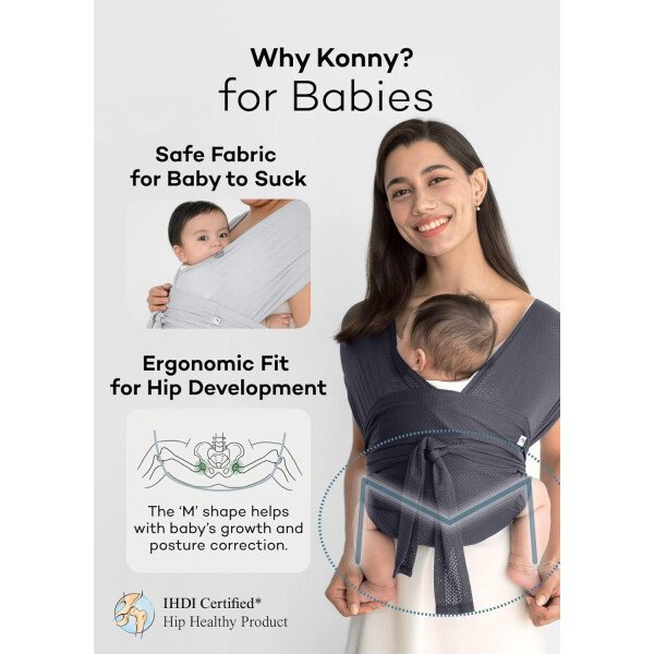 Konny Portabebés Flex SoftBreeze con soporte para la cabeza, ajustable, fácil de llevar, perfecto para bebés recién nacidos, esenciales de hasta 44 libras (XS-XL) - Beige - Image 36
