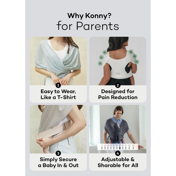 Konny Portabebés Flex SoftBreeze con soporte para la cabeza, ajustable, fácil de llevar, perfecto para bebés recién nacidos, esenciales de hasta 44 libras (XS-XL) - Beige - Image 37