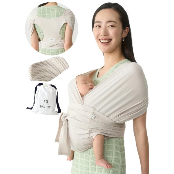 Konny Portabebés Flex SoftBreeze con soporte para la cabeza, ajustable, fácil de llevar, perfecto para bebés recién nacidos, esenciales de hasta 44 libras (XS-XL) - Beige - Image 40
