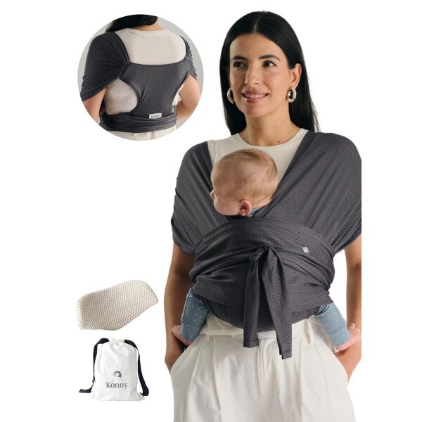 Konny Portabebés Flex SoftBreeze con soporte para la cabeza, ajustable, fácil de llevar, perfecto para bebés recién nacidos, esenciales de hasta 44 libras (XS-XL) - Beige - Image 42