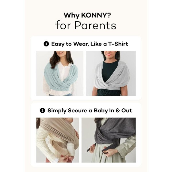 Konny Portabebés Flex SoftBreeze con soporte para la cabeza, ajustable, fácil de llevar, perfecto para bebés recién nacidos, esenciales de hasta 44 libras (XS-XL) - Beige - Image 47