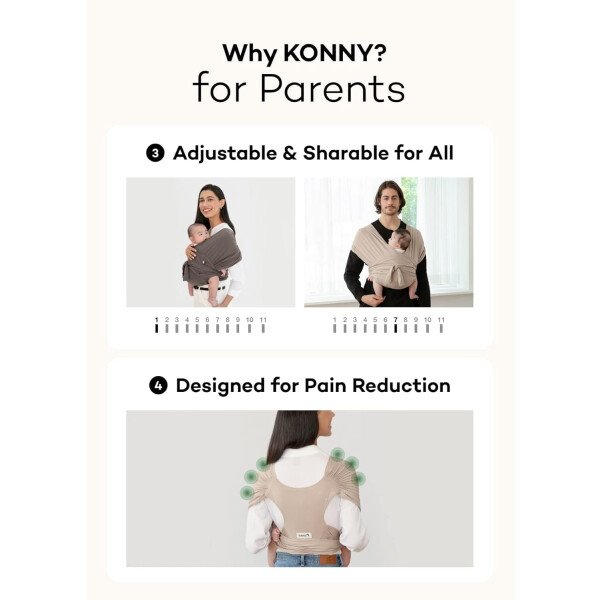 Konny Portabebés Flex SoftBreeze con soporte para la cabeza, ajustable, fácil de llevar, perfecto para bebés recién nacidos, esenciales de hasta 44 libras (XS-XL) - Beige - Image 48
