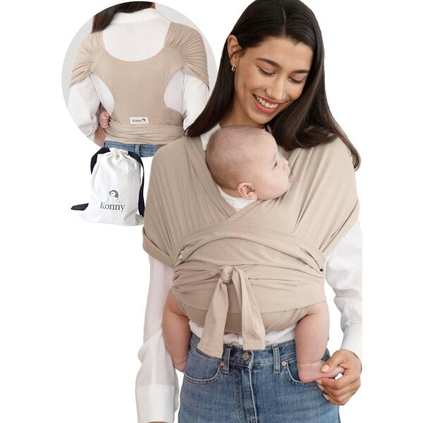 Konny Portabebés Flex SoftBreeze con soporte para la cabeza, ajustable, fácil de llevar, perfecto para bebés recién nacidos, esenciales de hasta 44 libras (XS-XL) - Beige - Image 58