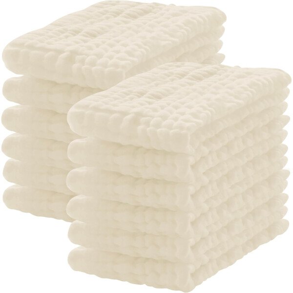 Paquete de 12 paños de muselina para eructos, 100% algodón, grandes, 20 x 10 pulgadas, extra suaves y absorbentes, para bebé, color blanco - Image 33