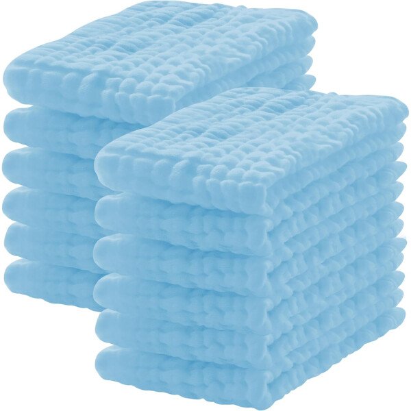Paquete de 12 paños de muselina para eructos, 100% algodón, grandes, 20 x 10 pulgadas, extra suaves y absorbentes, para bebé, color blanco - Image 44