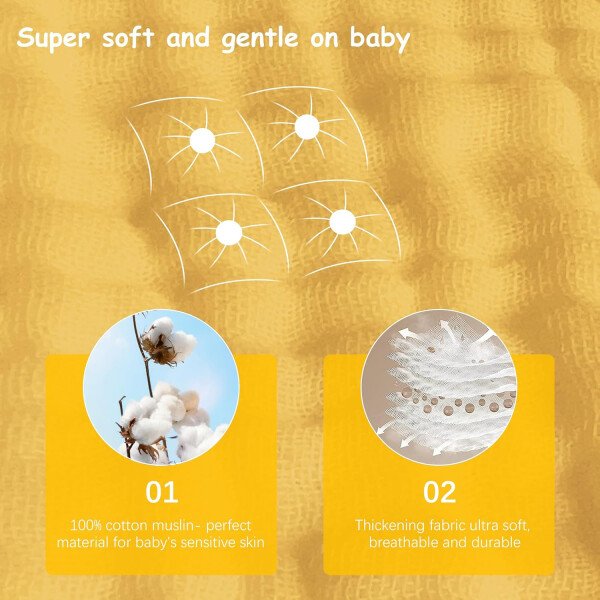 Paquete de 12 paños de muselina para eructos, 100% algodón, grandes, 20 x 10 pulgadas, extra suaves y absorbentes, para bebé, color blanco - Image 63