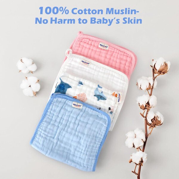 Maliton Paños de muselina para bebé, paquete de 6 paños grandes de 20 x 10 pulgadas, 100% algodón, absorbentes y suaves, 6 capas, tela de muselina esencial para recién nacido (animales y automóviles, - Imagen 4