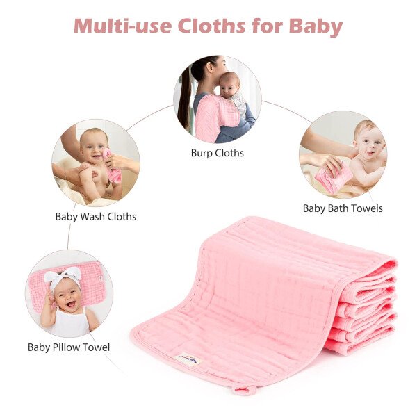 Maliton Paños de muselina para bebé, paquete de 6 paños grandes de 20 x 10 pulgadas, 100% algodón, absorbentes y suaves, 6 capas, tela de muselina esencial para recién nacido (animales y automóviles, - Imagen 46