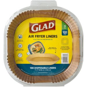 Glad Forros para freidora de aire de forma cuadrada redondeada con paredes, antiadherentes y resistentes al calor, material de grado alimenticio, adecuado para freidoras de aire cuadradas y redondas