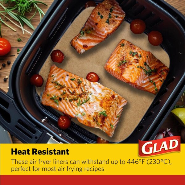 Glad Forros para freidora de aire de forma cuadrada redondeada con paredes, antiadherentes y resistentes al calor, material de grado alimenticio, adecuado para freidoras de aire cuadradas y redondas - Image 8