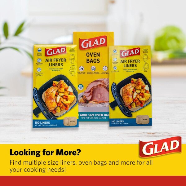 Glad Forros para freidora de aire de forma cuadrada redondeada con paredes, antiadherentes y resistentes al calor, material de grado alimenticio, adecuado para freidoras de aire cuadradas y redondas - Image 10