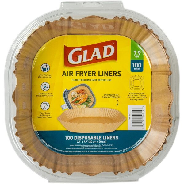 Glad Forros para freidora de aire de forma cuadrada redondeada con paredes, antiadherentes y resistentes al calor, material de grado alimenticio, adecuado para freidoras de aire cuadradas y redondas - Image 12