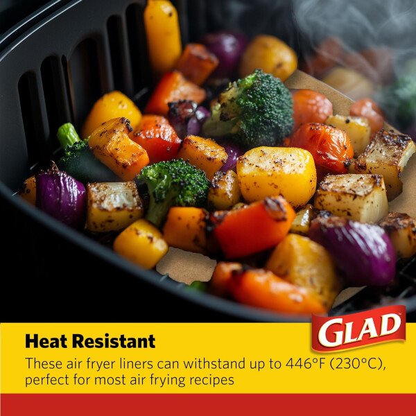 Glad Forros para freidora de aire de forma cuadrada redondeada con paredes, antiadherentes y resistentes al calor, material de grado alimenticio, adecuado para freidoras de aire cuadradas y redondas - Image 19