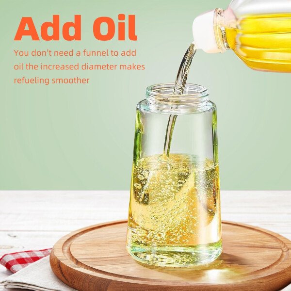 TrendPlain Pulverizador de aceite de oliva de vidrio de 16 oz/15.9 fl oz para cocinar, botella dispensadora de aceite de oliva 2 en 1 para accesorios de cocina y accesorios para freidora de aire - Image 12